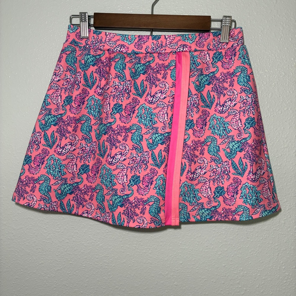 Simply Southern Seahorse Coral Skort Pink Blue Nautical Athletic Skirt Small